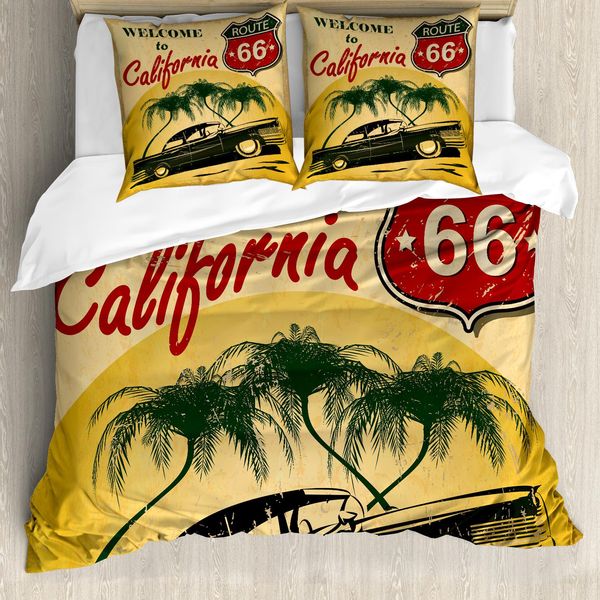 Copripiumino Abakuhaus Retro, Pubblicità California, Antiacaro, Adatto A Chi Soffre Di Allergie, Con Federe, 155 Cm X 220 Cm - 80 X 80 Cm, Rosso Smeraldo-image