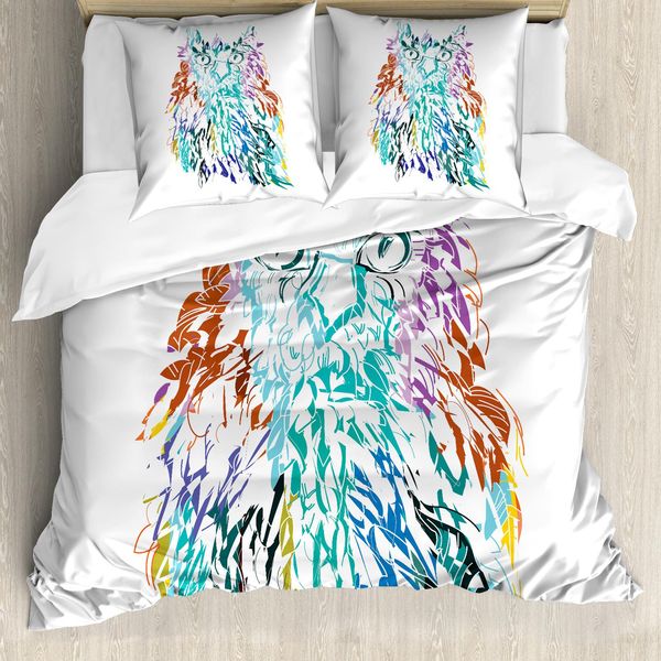 Abakuhaus Copripiumino Gufo, Federn Augen Vision, Antiacaro, Adatto A Chi Soffre Di Allergie, Con Federe, 155 Cm X 220 Cm - 80 X 80 Cm, Multicolore-image