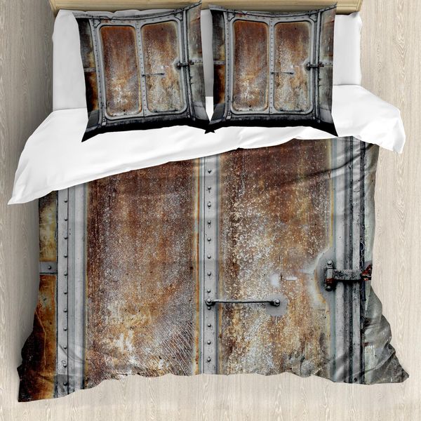 Abakuhaus Set Copripiumino Grunge Per Letti Matrimoniali, Locomotiva Ferroviaria, Antiacaro, Adatto A Chi Soffre Di Allergie, Con Federe, Multicolore-image