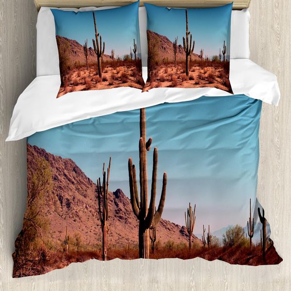 Abakuhaus Copripiumino Saguaro, Spine Hardy Plants, Antiacaro, Adatto A Chi Soffre Di Allergie, Con Federe, 155 Cm X 220 Cm - 80 X 80 Cm, Marrone Blu-image