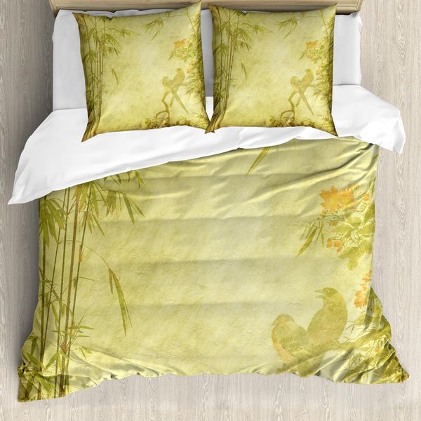 Abakuhaus Copripiumino In Bambù, Rami E Tronchi Di Bambù, Antiacaro, Adatto A Chi Soffre Di Allergie, Con Federe, 200 Cm X 200 Cm - 80 X 80 Cm, Verde-image