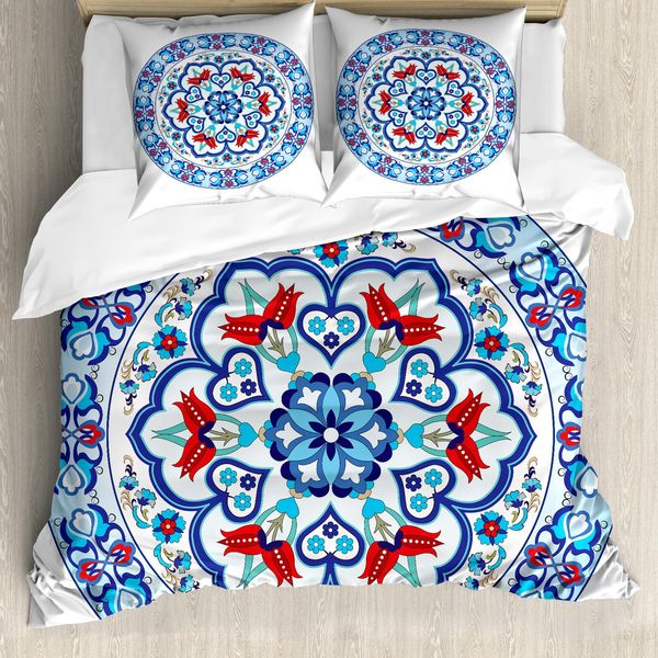 Abakuhaus Set Copripiumino Colorato Per Letti Matrimoniali, Tulipani Europei, Antiacaro, Adatto A Chi Soffre Di Allergie, Con Federe, Multicolore-image