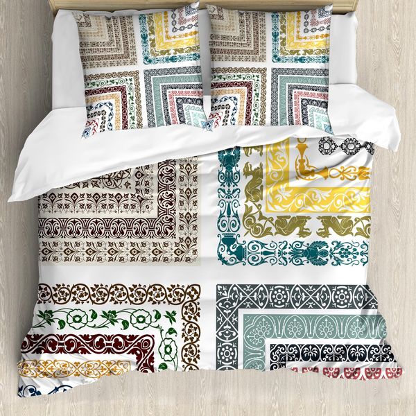 Abakuhaus Set Copripiumino Colorato Per Letti Matrimoniali, Motivi Etnici Antichi, Antiacaro, Adatto A Chi Soffre Di Allergie, Con Federe, Multicolore-image