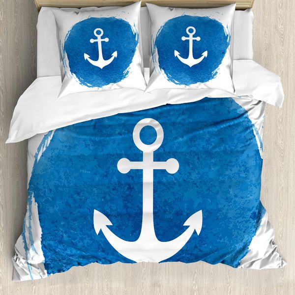 Abakuhaus Copripiumino Anker, Profondo Silenzio Marino, Antiacaro, Adatto A Chi Soffre Di Allergie, Con Federe, 155 Cm X 220 Cm - 80 X 80 Cm, Blu Bianco-image