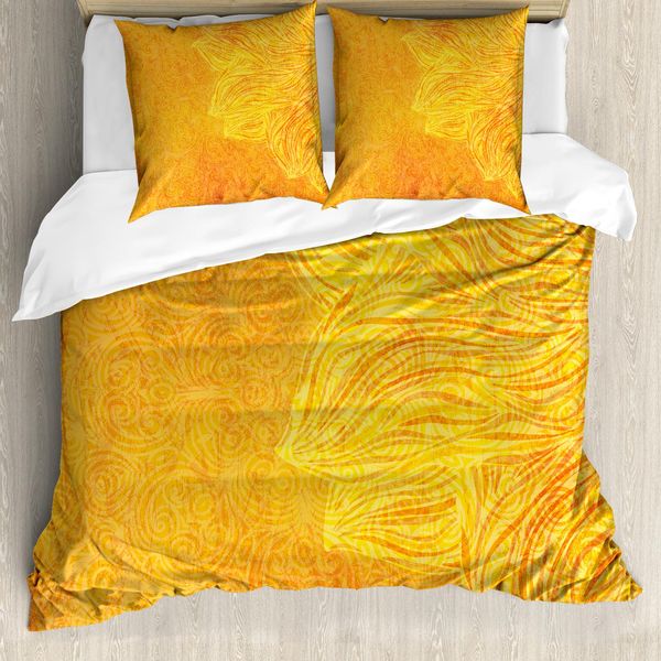Abakuhaus Copripiumino Mandala, Motivo Old Tibal Grunge, Antiacaro, Adatto A Chi Soffre Di Allergie, Con Federe, 155 Cm X 220 Cm - 80 X 80 Cm, Arancione-image