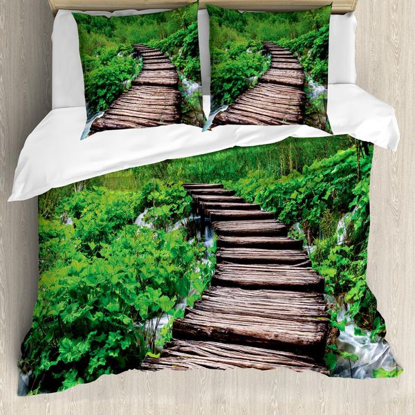 Abakuhaus Copripiumino Wald, Pathway Stream-Jungle, Antiacaro, Adatto A Chi Soffre Di Allergie, Con Federe, 155 Cm X 220 Cm - 80 X 80 Cm, Marrone Verde-image