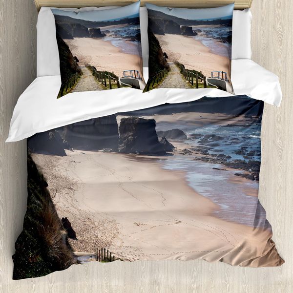 Abakuhaus Copripiumino Da Spiaggia, Oceano Costa Natura, Antiacaro Adatto A Chi Soffre Di Allergie Con Federe, 200 Cm X 200 Cm - 80 X 80 Cm, Multicolore-image