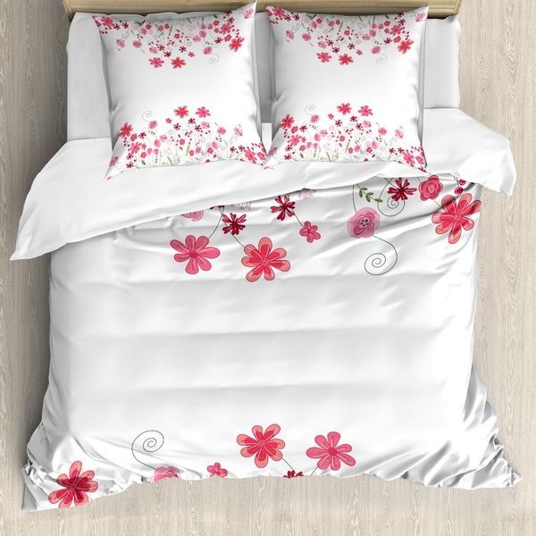 Abakuhaus Copripiumino Blume, KräUter-BlüTen-Braut, Antiacaro, Adatto A Chi Soffre Di Allergie, Con Federe, 200 Cm X 200 Cm - 80 X 80 Cm, Rosa-Verde-Bianco-image