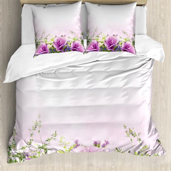 Abakuhaus Copripiumino Con Fiori, Bouquet Profumato Primaverile, Antiacaro, Adatto A Chi Soffre Di Allergie, Con Federe, 200 Cm X 200 Cm - 80 X 80 Cm, Verde Lavanda-image