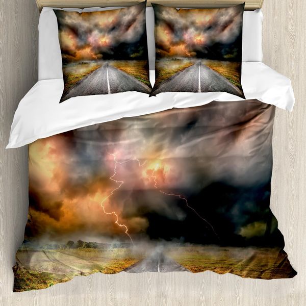 Abakuhaus Copripiumino Naturale, Dusty Gewitterwolken, Antiacaro, Adatto A Chi Soffre Di Allergie, Con Federe, 155 Cm X 220 Cm - 80 X 80 Cm, Arancione Grigio-image