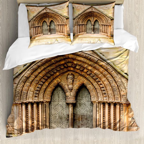 Abakuhaus Copripiumino Rustico, Porta Medievale, Antiacaro, Adatto A Chi Soffre Di Allergie, Con Federe, 200 Cm X 200 Cm - 80 X 80 Cm, Color Crema-image