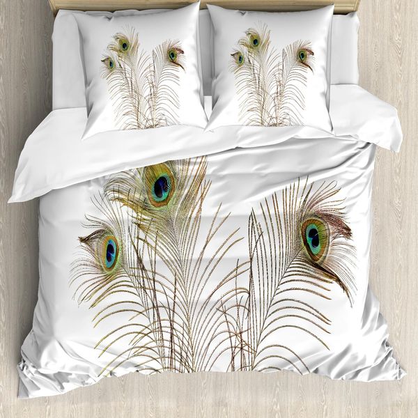 Abakuhaus Copripiumino Pfau, Turquoise Minimalistic, Antiacaro, Adatto A Chi Soffre Di Allergie, Con Federe, 155 Cm X 220 Cm - 80 X 80 Cm, Turchese Marrone-image
