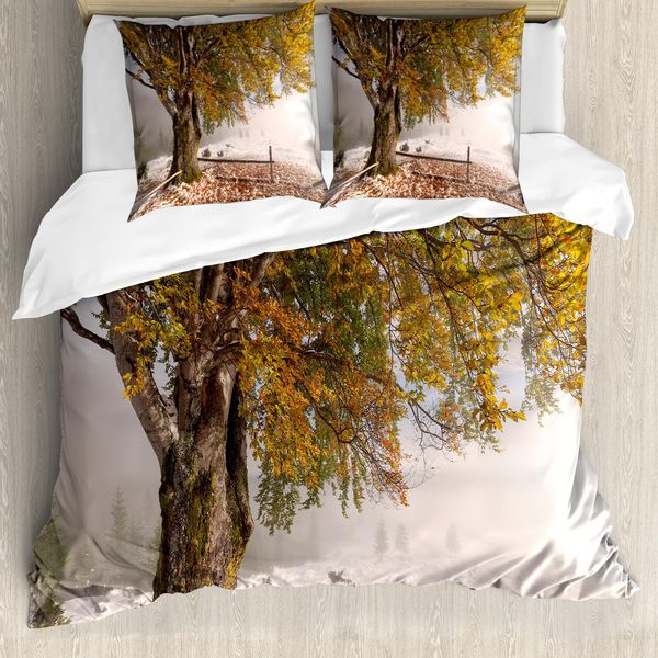 Abakuhaus Set Copripiumino Per Letti Matrimoniali, Snowy Natur Winterzeit, Antiacaro, Adatto A Chi Soffre Di Allergie, Con Federe, Multiplo-image