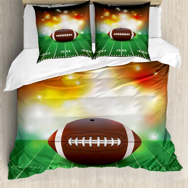 Abakuhaus Copripiumino Sportivo, Squadra Di Calcio, Antiacaro, Adatto A Chi Soffre Di Allergie, Con Federe, 155 Cm X 220 Cm - 80 X 80 Cm, Marrone Verde-image