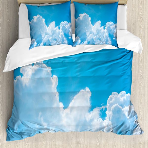 Abakuhaus Copripiumino Wolken, Nuvole E Cielo, Antiacaro, Adatto A Chi Soffre Di Allergie, Con Federe, 200 Cm X 200 Cm - 80 X 80 Cm, Blu E Bianco-image