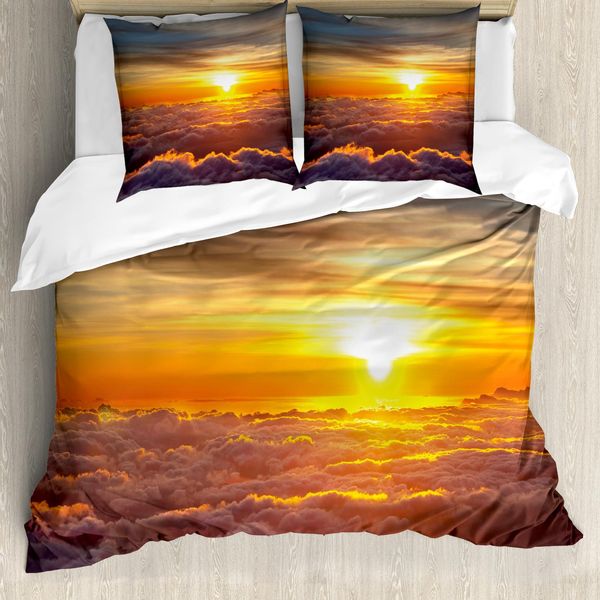 Abakuhaus Copripiumino Wolken, Scena Al Tramonto Sulle Nuvole, Antiacaro, Adatto A Chi Soffre Di Allergie, Con Federe, 200 Cm X 200 Cm - 80 X 80 Cm, Arancione-image