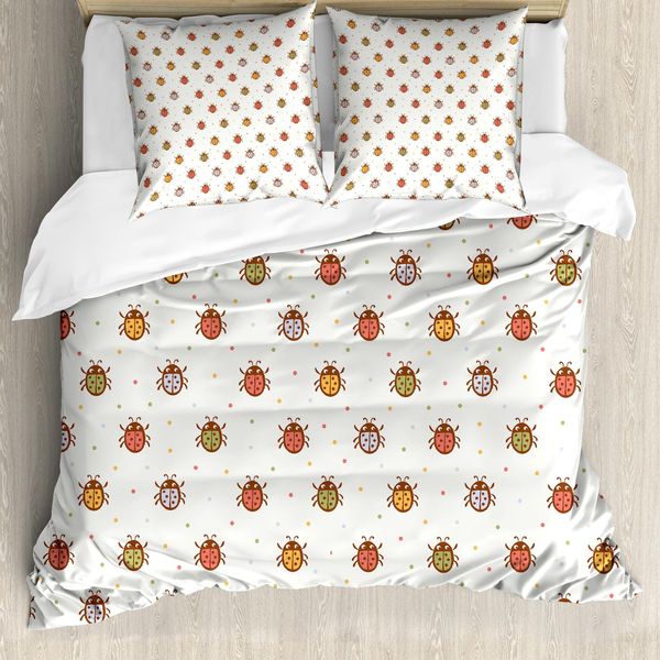 Abakuhaus Set Copripiumino Per Letti Matrimoniali, Coccinelle Color Pastello, Antiacaro, Adatto A Chi Soffre Di Allergie, Con Federe, Multi-image