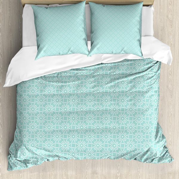 Abakuhaus Copripiumino Celtico, Motivi Celtici Acquatici, Antiacaro, Adatto A Chi Soffre Di Allergie, Con Federe, 155 Cm X 220 Cm - 80 X 80 Cm, Blu E Bianco-image