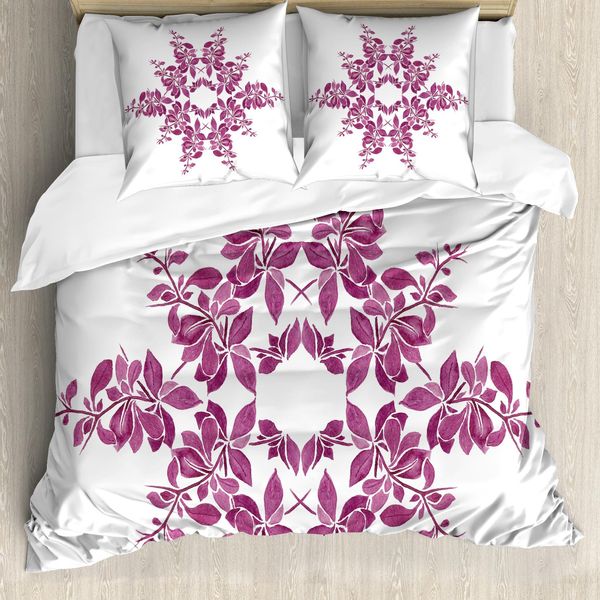 Abakuhaus Copripiumino Viola, Bouquet Da Sposa, Antiacaro, Adatto A Chi Soffre Di Allergie, Con Federe, 155 Cm X 220 Cm - 80 X 80 Cm, Viola Bianco-image