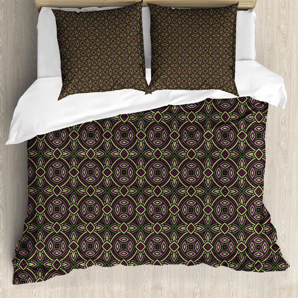 Abakuhaus Copripiumino Celtico, Motivo Floreale Etnico, Antiacaro, Adatto A Chi Soffre Di Allergie, Con Federe, 200 Cm X 200 Cm - 80 X 80 Cm, Viola Verde-image
