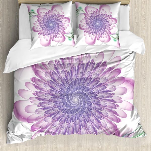Abakuhaus Copripiumino Spiers, Motivi Floreali Armonici A Spirale, Antiacaro, Adatto A Chi Soffre Di Allergie, Con Federe, 200 Cm X 200 Cm - 80 X 80 Cm, Viola-image