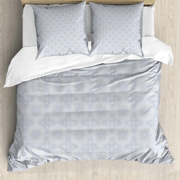 Abakuhaus Copripiumino Celtico, Fiori Retrò Arte Celtica, Antiacaro, Adatto A Chi Soffre Di Allergie, Con Federe, 200 Cm X 200 Cm - 80 X 80 Cm, Grigio-image