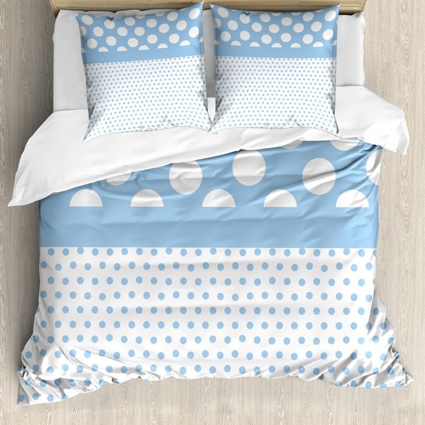 Abakuhaus Copripiumino A Pois, Pois Azzurri, Antiacaro, Adatto A Chi Soffre Di Allergie, Con Federe, 200 Cm X 200 Cm - 80 X 80 Cm, Blu E Bianco-image