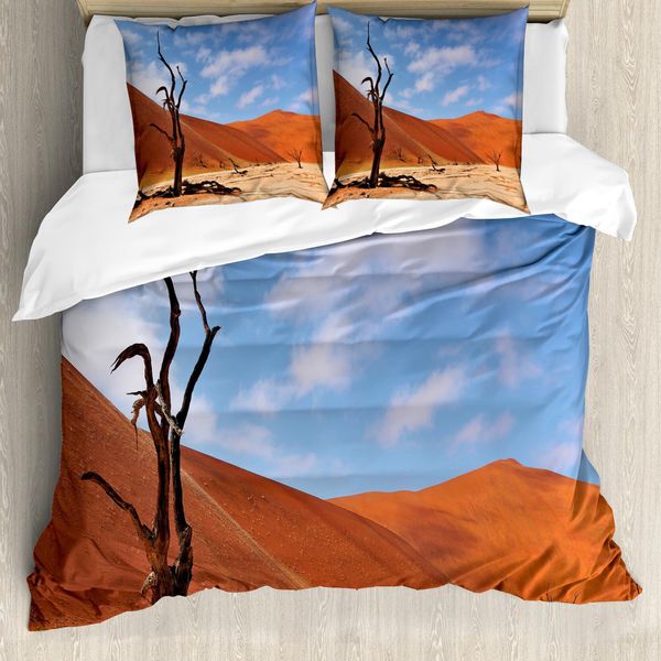 Abakuhaus Copripiumino Naturale, Albero Solitario Nel Deserto, Antiacaro Adatto A Chi Soffre Di Allergie Con Federe, 155 Cm X 220 Cm - 80 X 80 Cm, Marrone Blu-image