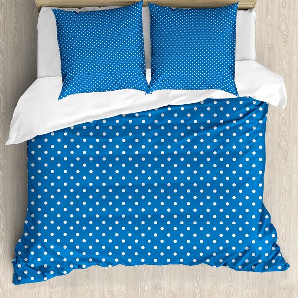 Abakuhaus Copripiumino A Pois, Pois Blu Marino Per Ragazzi, Antiacaro, Adatto A Chi Soffre Di Allergie, Con Federe, 200 Cm X 200 Cm - 80 X 80 Cm, Blu Bianco-image