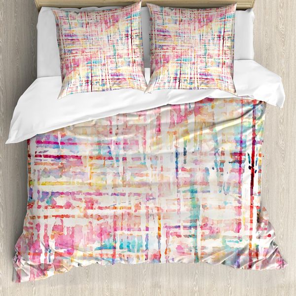 Abakuhaus Set Copripiumino Astratto Per Letti Matrimoniali, Motivi Misti Grunge, Antiacaro, Adatto A Chi Soffre Di Allergie, Con Federe, Multicolore-image