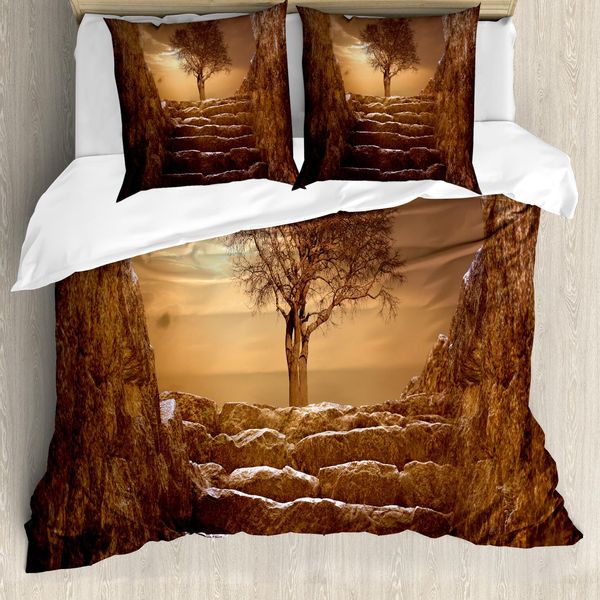 Abakuhaus Copripiumino Baum, Marrone Cielo Tramonto Nuvoloso, Antiacaro, Adatto A Chi Soffre Di Allergie, Con Federe, 200 Cm X 200 Cm - 80 X 80 Cm, Marrone-image