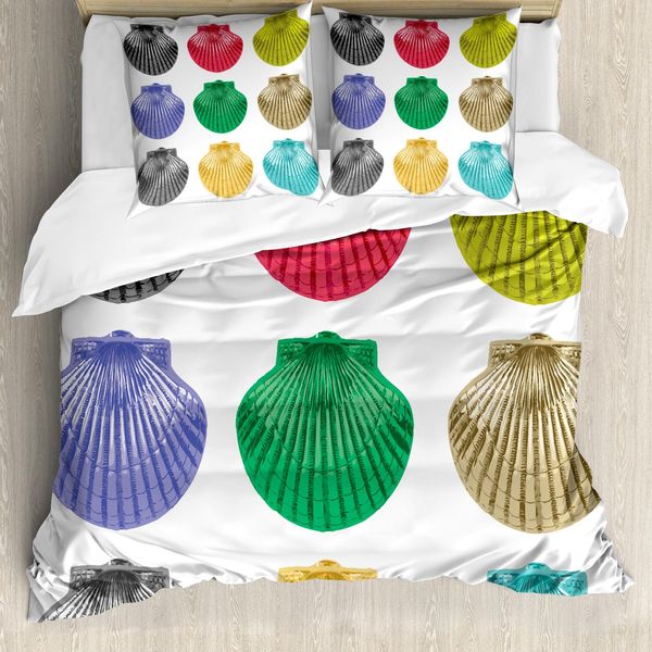 Abakuhaus Set Copripiumino Colorato Per Letti Matrimoniali, Collezione Conchiglie, Antiacaro, Adatto A Chi Soffre Di Allergie, Con Federe, Multi-image