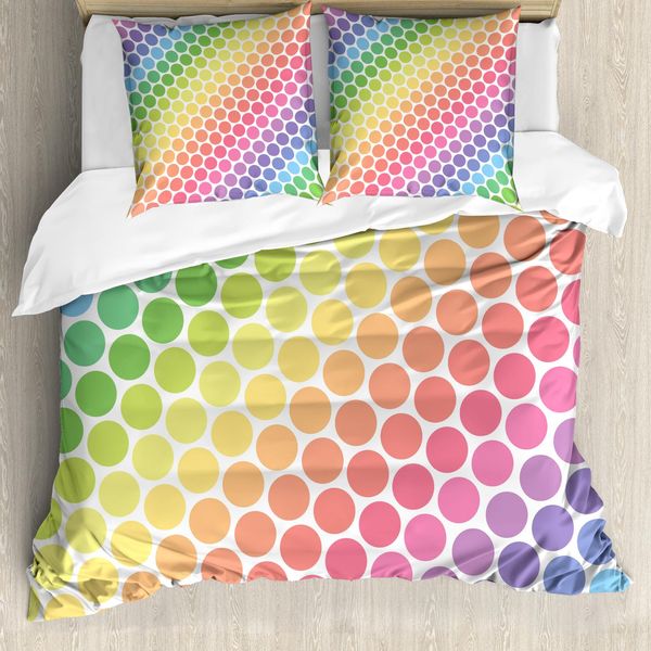 Abakuhaus Set Copripiumino Colorato Per Letti Matrimoniali, Stile Retrò A Pois, Antiacaro, Adatto A Chi Soffre Di Allergie, Con Federe, Multiplo-image