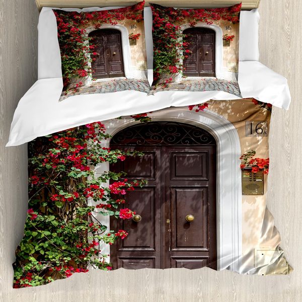 Abakuhaus Copripiumino Marocchino, Porta Antica Con Fiori, Antiacaro, Adatto A Chi Soffre Di Allergie, Con Federe, 155 Cm X 220 Cm - 80 X 80 Cm, Multicolore-image