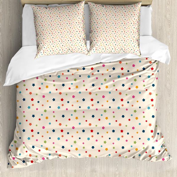 Abakuhaus Copripiumino Moderno, Stelle Colorate Stellar, Antiacaro Adatto A Chi Soffre Di Allergie Con Federe, 155 Cm X 220 Cm - 80 X 80 Cm, Multicolore-image