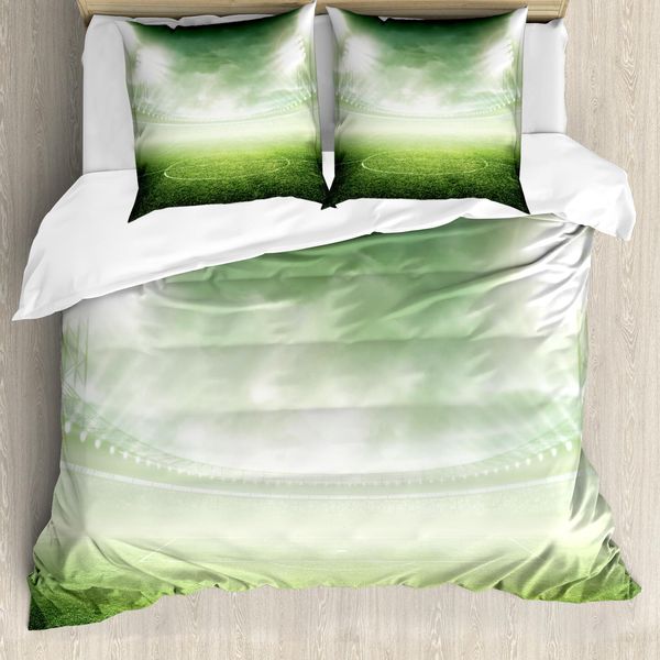 Abakuhaus Copripiumino Calcio, Stadio Arena Football, Antiacaro, Adatto A Chi Soffre Di Allergie, Con Federe, 155 Cm X 220 Cm - 80 X 80 Cm, Verde-image