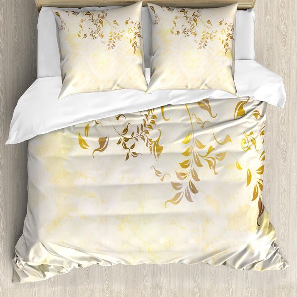 Abakuhaus Copripiumino Beige, Motivo Vintage Antico, Antiacaro, Adatto A Chi Soffre Di Allergie, Con Federe, 200 Cm X 200 Cm - 80 X 80 Cm, Giallo Beige-image
