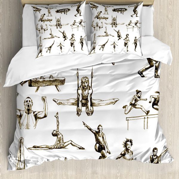 Abakuhaus Set Copripiumino Bianco Per Letti Matrimoniali, Sportivi Estivi, Antiacaro, Adatto A Chi Soffre Di Allergie, Con Federe, Nero E Bianco-image