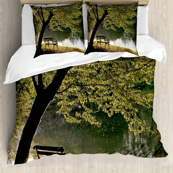 Abakuhaus Copripiumino Baum, Ruhe Im Riverside, Antiacaro, Adatto A Chi Soffre Di Allergie, Con Federe, 200 Cm X 200 Cm - 80 X 80 Cm, Verde-image