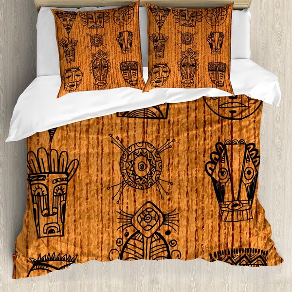 Abakuhaus Copripiumino Africano, Locale, Antiacaro, Adatto A Chi Soffre Di Allergie, Con Federe, 155 Cm X 220 Cm - 80 X 80 Cm, Nero Marrone-image