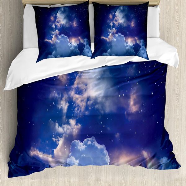 Abakuhaus Copripiumino, Astronomy Stars Room, Antiacaro, Adatto A Chi Soffre Di Allergie, Con Federe, 200 Cm X 200 Cm - 80 X 80 Cm, Blu E Bianco-image