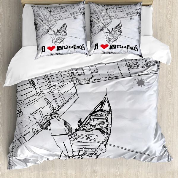 Abakuhaus Copripiumino Grunge, Mendicanti Art Liebe, Antiacaro, Adatto A Chi Soffre Di Allergie, Con Federe, 155 Cm X 220 Cm - 80 X 80 Cm, Rosso, Nero, Bianco-image