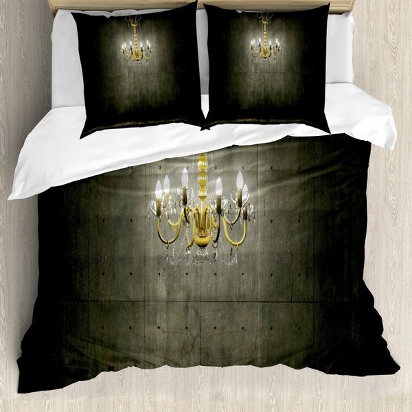 Abakuhaus Set Copripiumino Vintage Per Letti Matrimoniali, Classico Candeliere Scuro, Antiacaro, Adatto A Chi Soffre Di Allergie, Con Federe, Grigio Dorato-image
