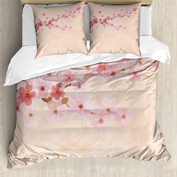 Abakuhaus Copripiumino Giapponese, Fiori Di Ciliegio Rosa, Antiacaro, Adatto A Chi Soffre Di Allergie, Con Federe, 200 Cm X 200 Cm - 80 X 80 Cm, Rosa Tenue-image