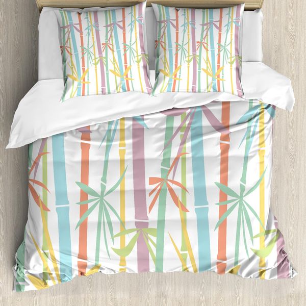 Abakuhaus Copripiumino Giapponese, Albero Di Bambù Colorato, Antiacaro, Adatto A Chi Soffre Di Allergie, Con Federe, 200 Cm X 200 Cm - 80 X 80 Cm, Multicolore-image