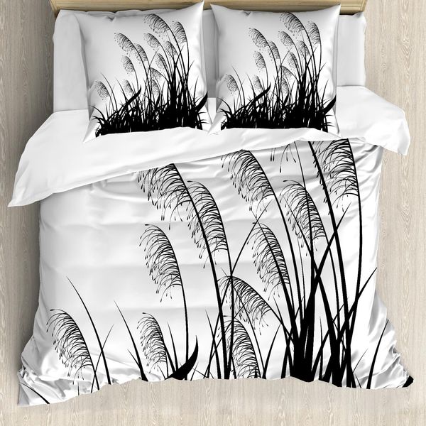 Abakuhaus Copripiumino Bianco E Nero, Motivi Floreali Selvatici, Antiacaro, Adatto A Chi Soffre Di Allergie, Con Federe, 200 Cm X 200 Cm - 80 X 80 Cm, Bianco E Nero-image