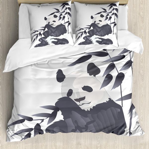 Abakuhaus Copripiumino Panda, Panda Allo Zoo Cinese, Antiacaro, Adatto A Chi Soffre Di Allergie, Con Federe, 155 Cm X 220 Cm - 80 X 80 Cm, Blu Cadetto Bianco-image