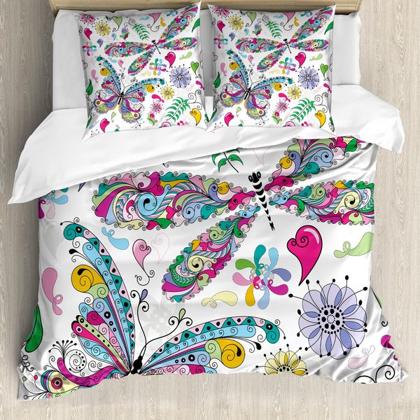 Abakuhaus Copripiumino Libelle, Paisley Dragonfly, Antiacaro, Adatto A Chi Soffre Di Allergie, Con Federe, 155 Cm X 220 Cm - 80 X 80 Cm, Multicolore-image