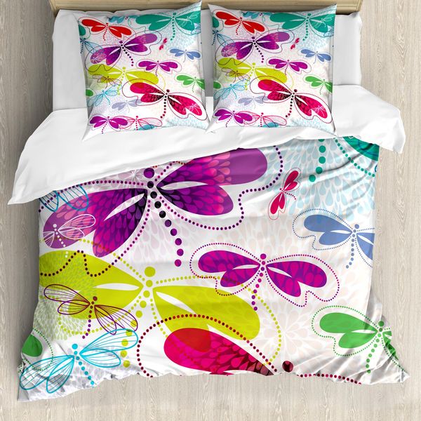 Abakuhaus Copripiumino Libelle, Hydrangea Libellen, Antiacaro, Adatto A Chi Soffre Di Allergie, Con Federe, 155 Cm X 220 Cm - 80 X 80 Cm, Multicolore-image
