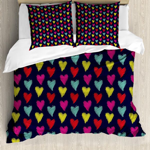 Abakuhaus Copripiumino San Valentino, Cuore Amore Felice, Antiacaro, Adatto A Chi Soffre Di Allergie, Con Federe, 200 Cm X 200 Cm - 80 X 80 Cm, Multicolore-image